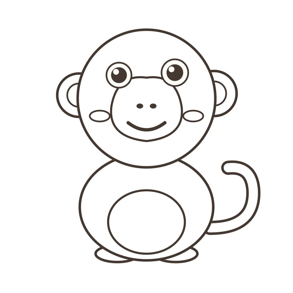 monkey colouring page — Coco the monkey outline