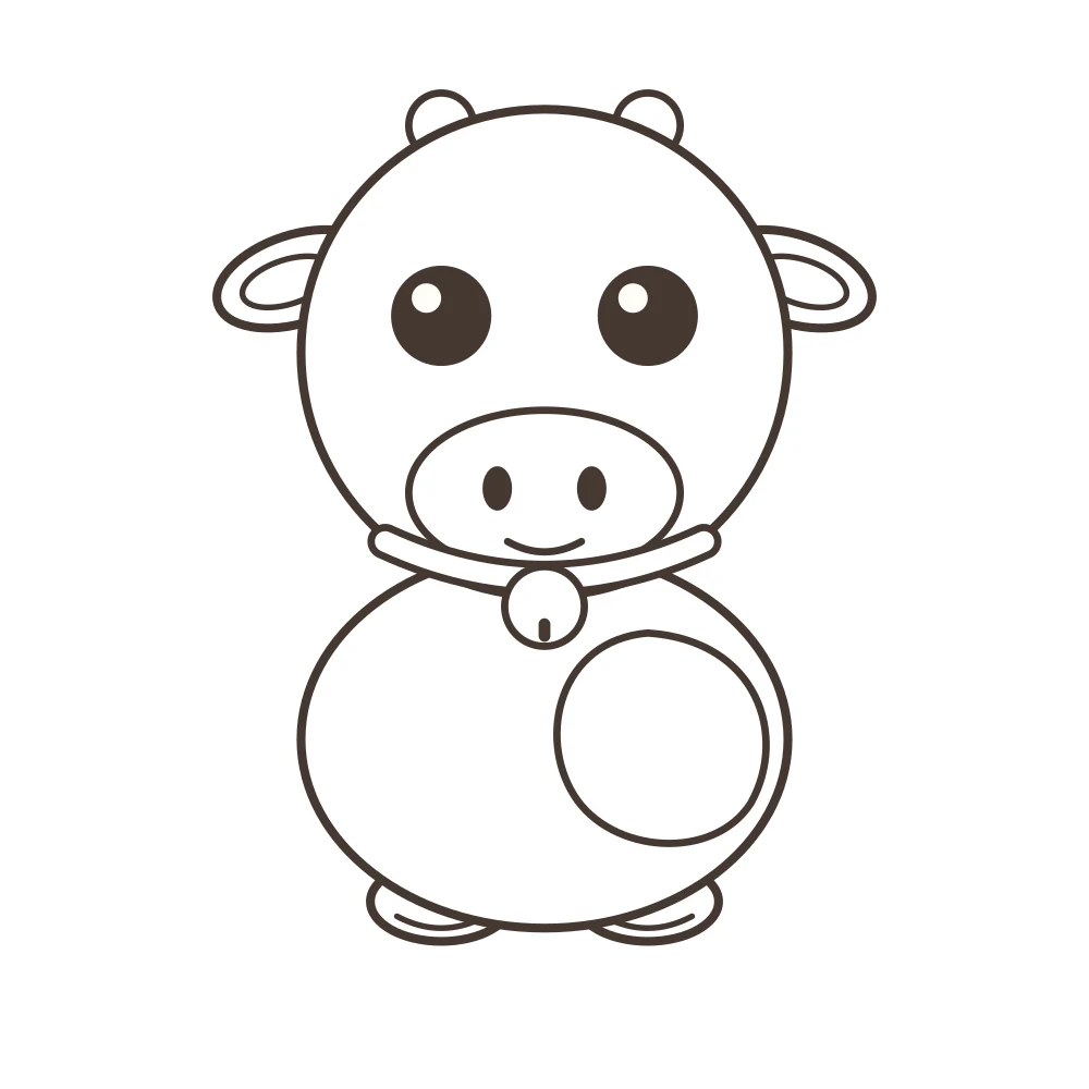 cow colouring page — Muu the calf outline