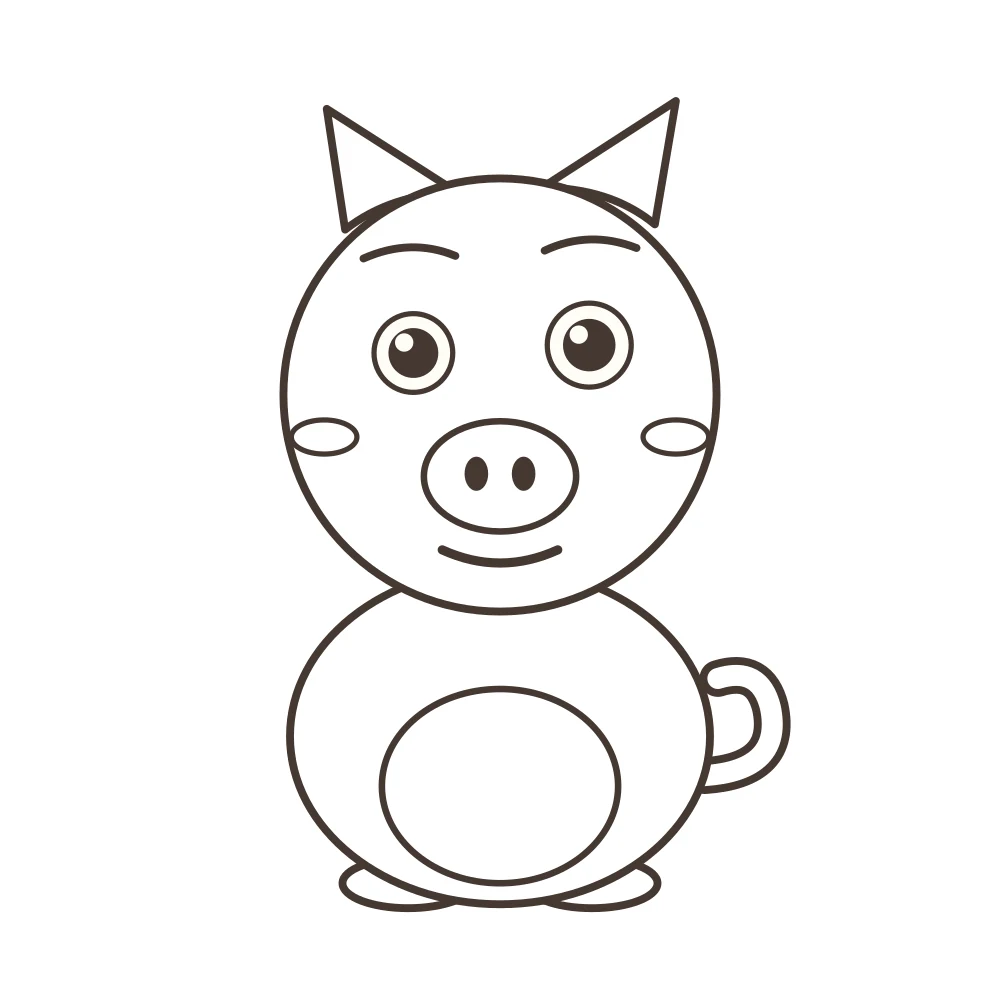 pig colouring page — Popo the piglet outline