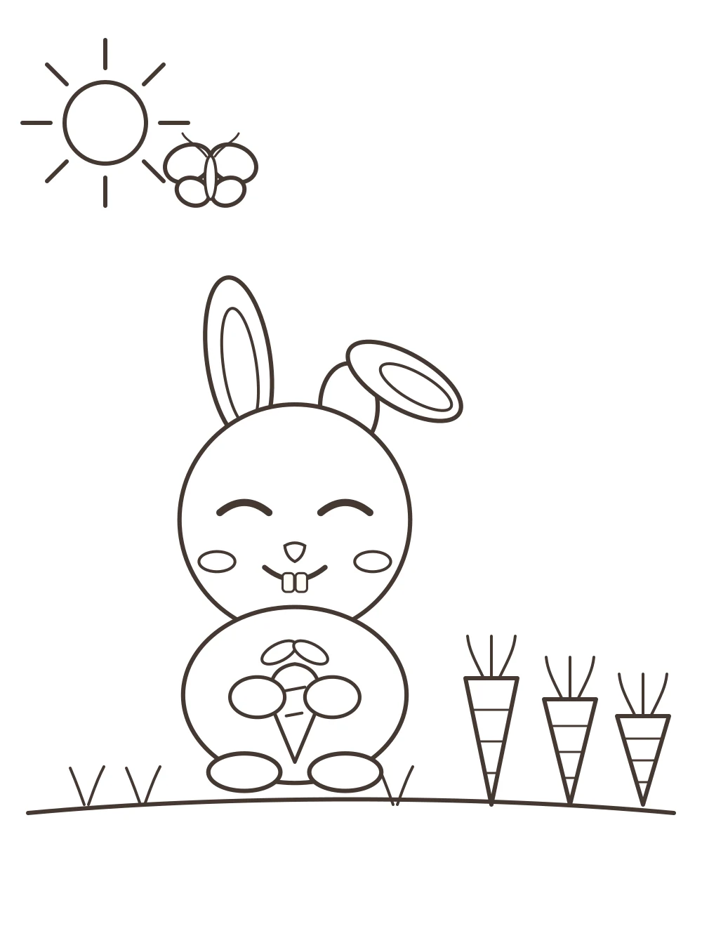 bunny with carrots colouring page