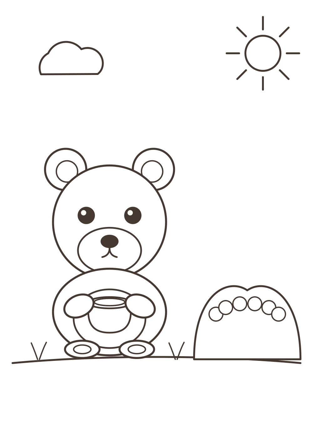 bear and berry bush colouring page