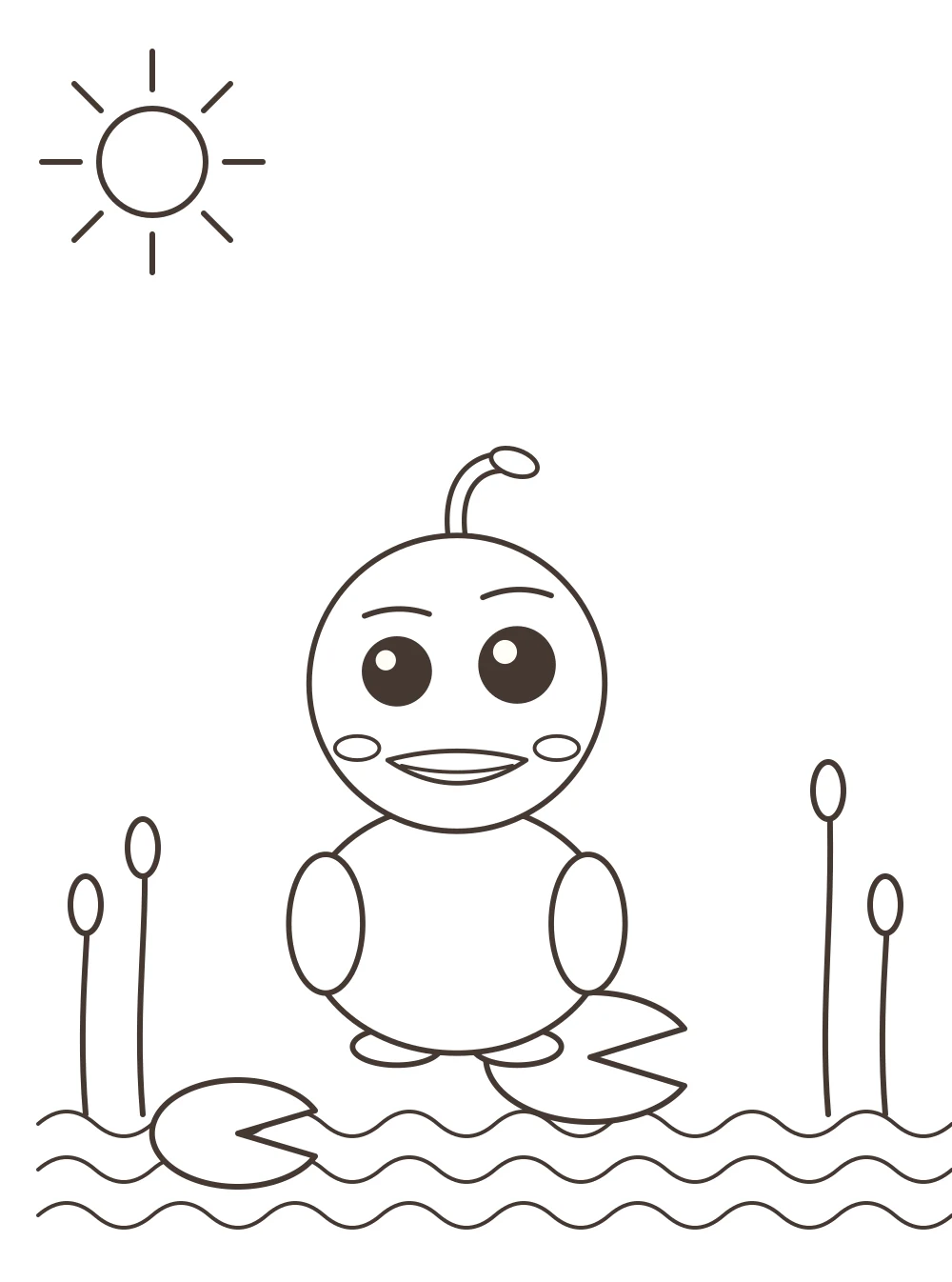 duck on a pond colouring page