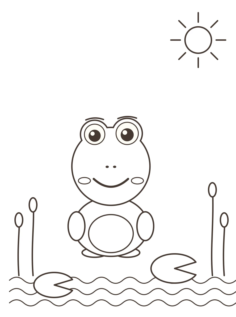 frog on a lily pad colouring page