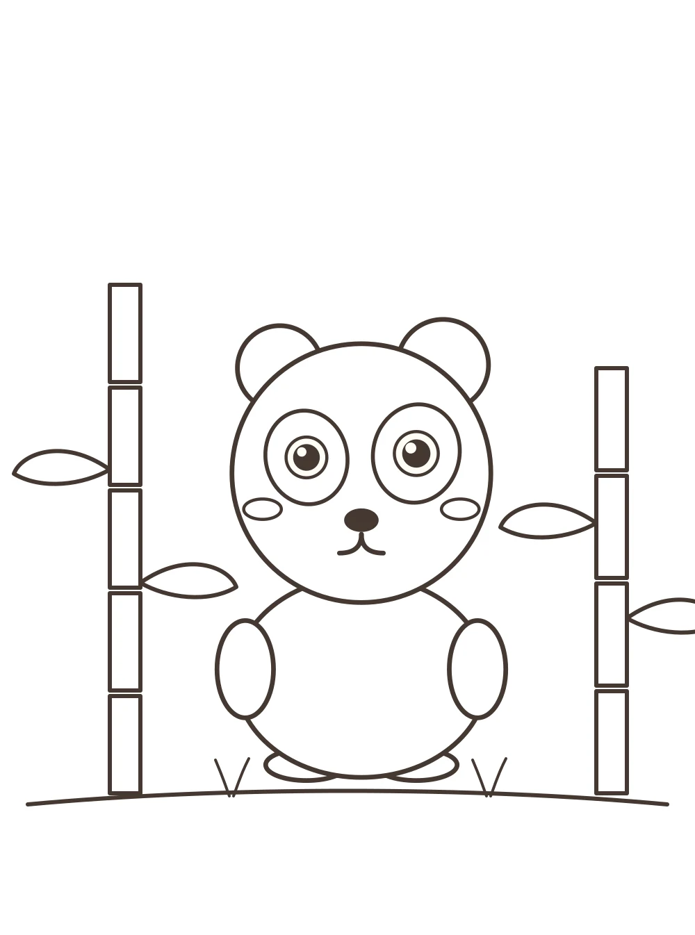 panda and bamboo colouring page