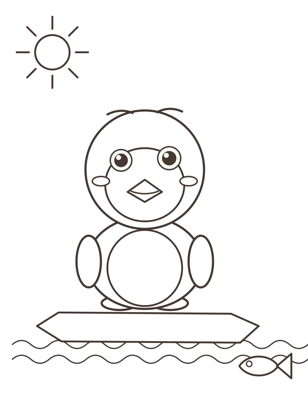 penguin on ice colouring page