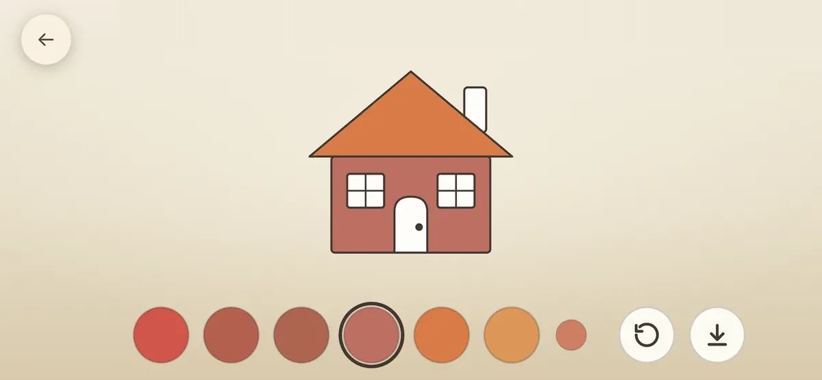 A house with an orange roof being coloured in