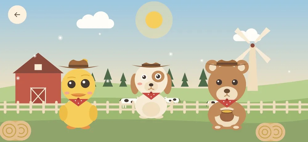 Animals in cowboy hats dancing by a red barn and a windmill